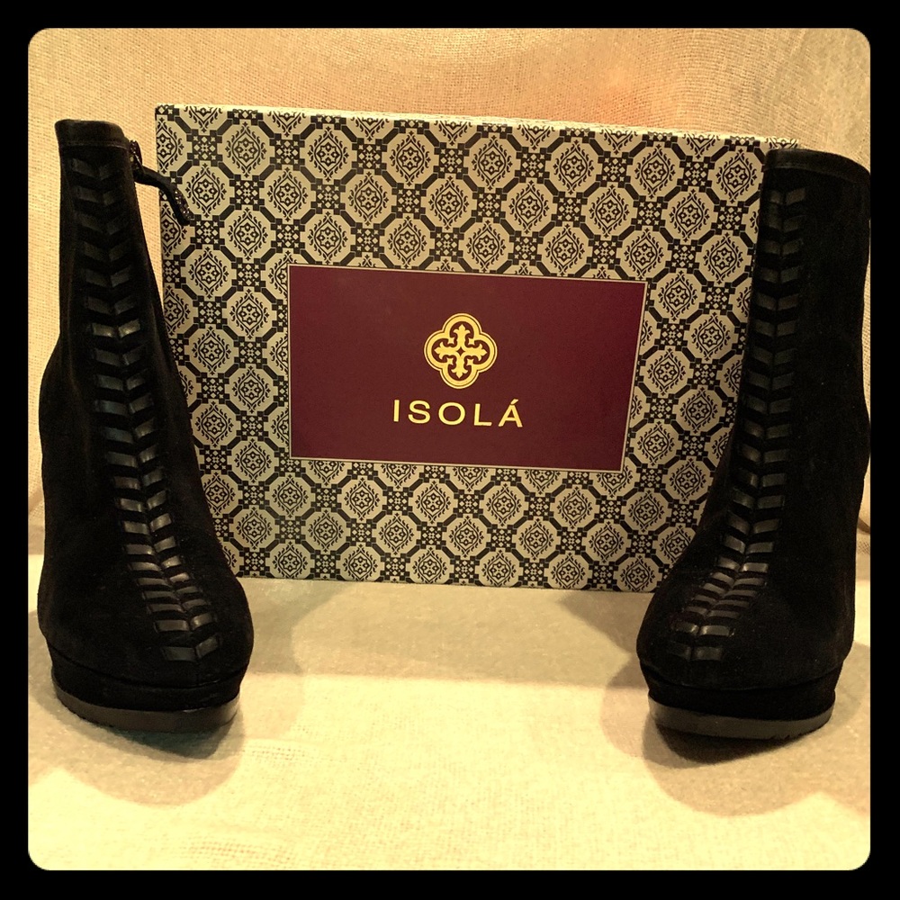 ISOLA Black Suede Booties Size 9.5